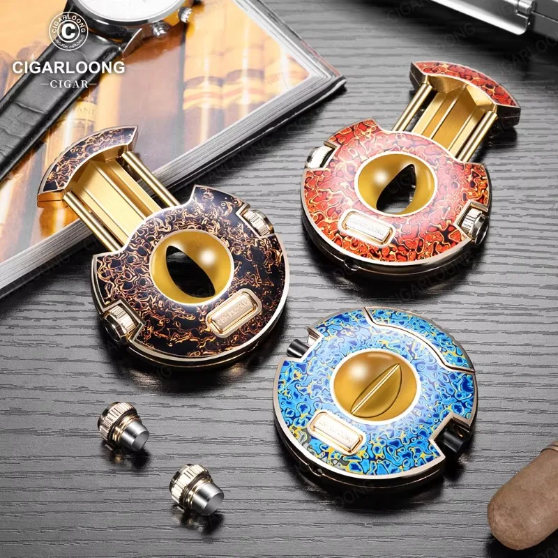 Cigar Cutter Smooth Stainless Steel Circular V-shaped Scissor Creative Portable Cigarette Clipper Gift Box Packaging CE-25FZ