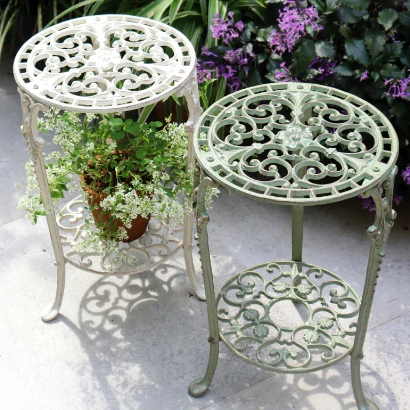 Support de fleurs en fonte pour balcon, étagère de jardin, présentoir de plantes de terrasse, tabouret européen double couche, porte-plantes en