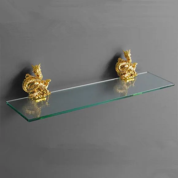 Bathroom Accessories Dragon Series MB-0953A Wall Mount Luxury Metal Bathroom Glass Shelf