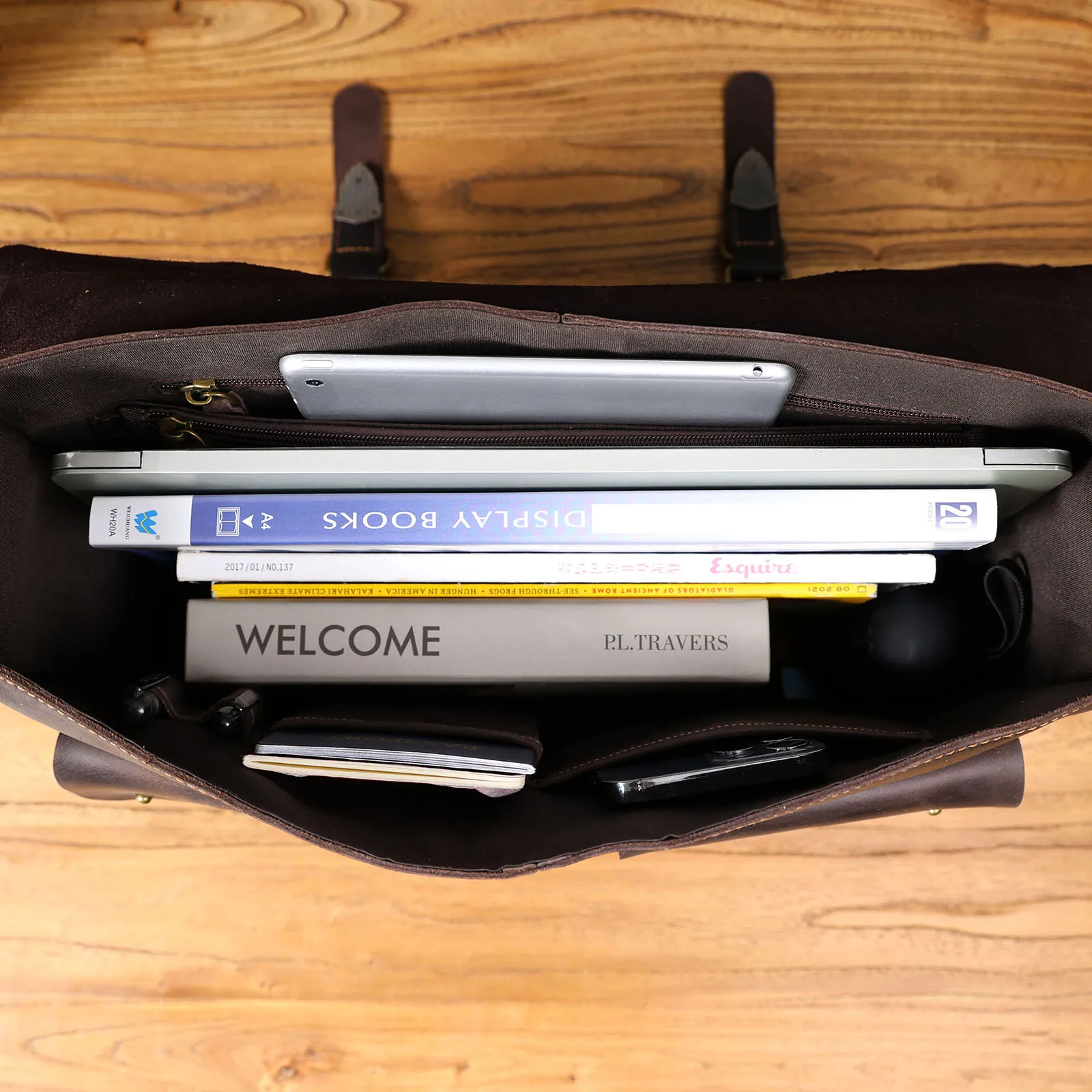 S.WORKER Vintage Echtleder Herren-Aktentasche 16" Laptop-Tasche Crazy Horse Leder Messenger-Handtasche Rindsleder Geschenkidee für Männer – Detail 23