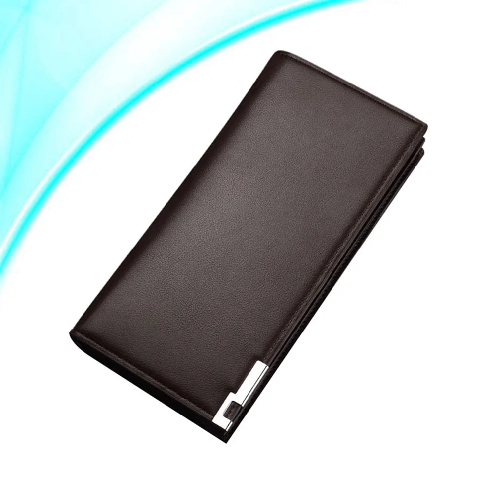 Portafoglio da uomo durevole color caffè PU porta carte di credito alla moda di grande capacità regalo per festival di compleanno