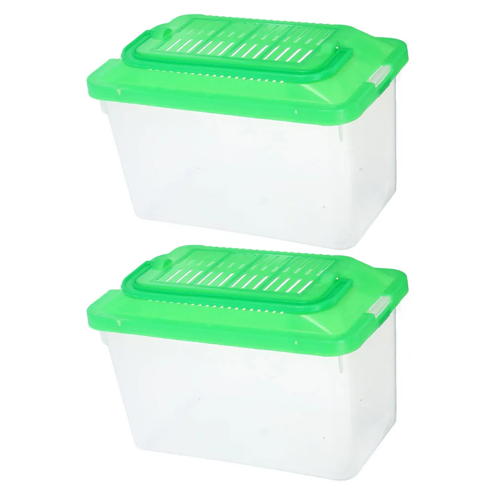 

2Pcs Pet Transport Box Fish Tank Clear Plastic Travel Container for Betta Turtles Hamsters Portable Handheld Terrarium Reptile