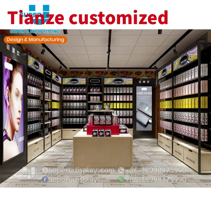 

(customized)Latest Mobile Shop Interior Decoration Professional China Supplier 3D Drawing Design Customized Design