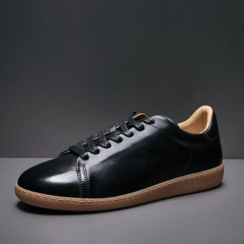 

European Luxury Genuine Leather Thick Bottom Training Shoes Men's Fashion Thick Bottom Flat Work Casual Leather Shoes Male