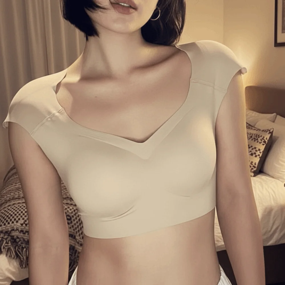 

V-Neck Right-Angle Shoulder Bra Seamless Invisible Shoulder Pad Vest Chest Binder For Women Autumn And Winter Girls Shapewear