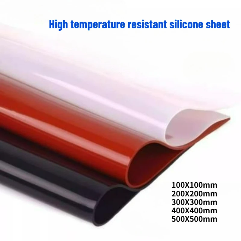 1-8pcs 100X100mm~500X500mm Red/Black/Translucent Temperature Resistance Silicone Rubber Sheet Thickness 1/1.5/2/3/4/5/6/8/10mm