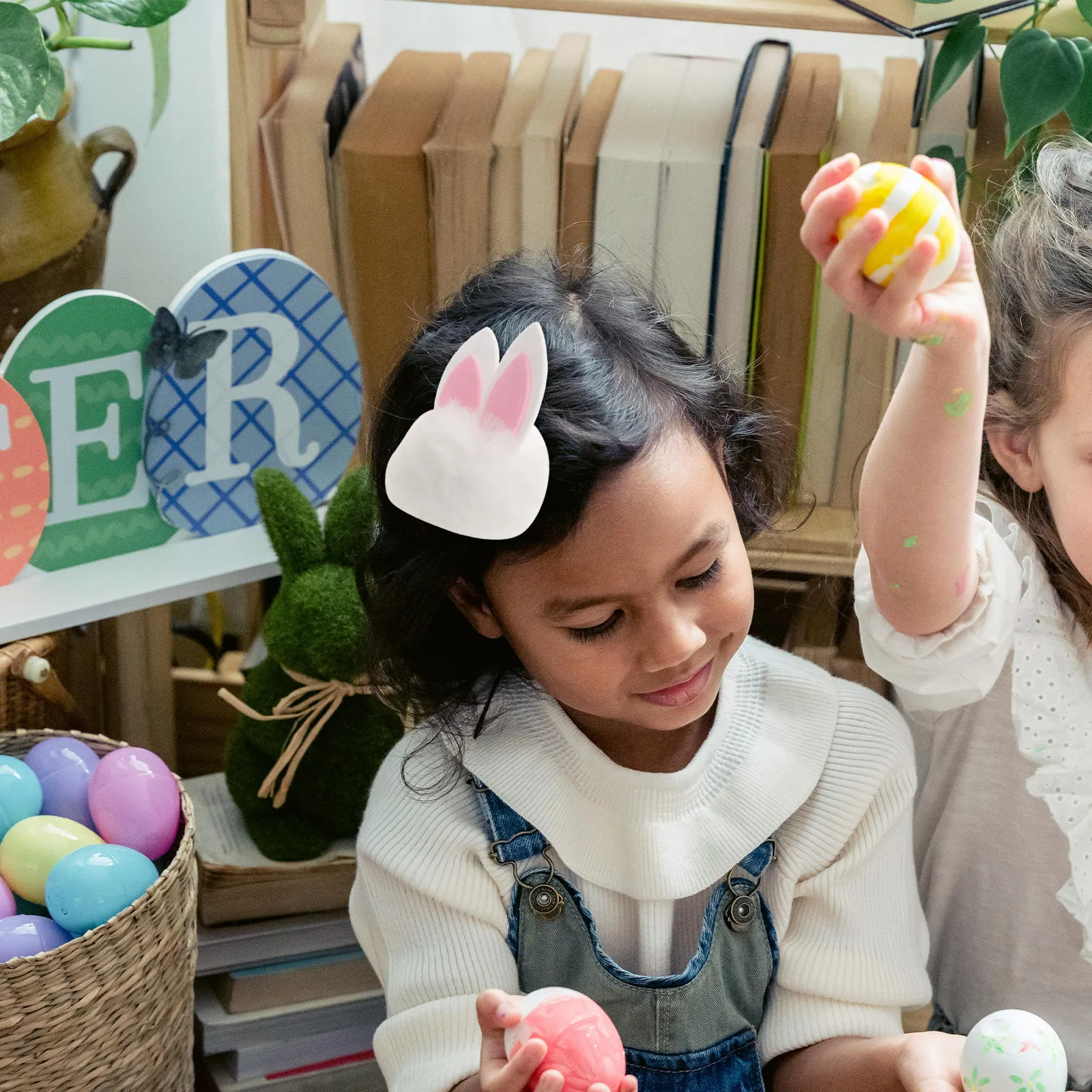 6Pcs Mini Rabbit Ears Headband Accessory for Hair Clip Making Soft Pom Ball Easter Garland Decoration DIY Spring Festival Party