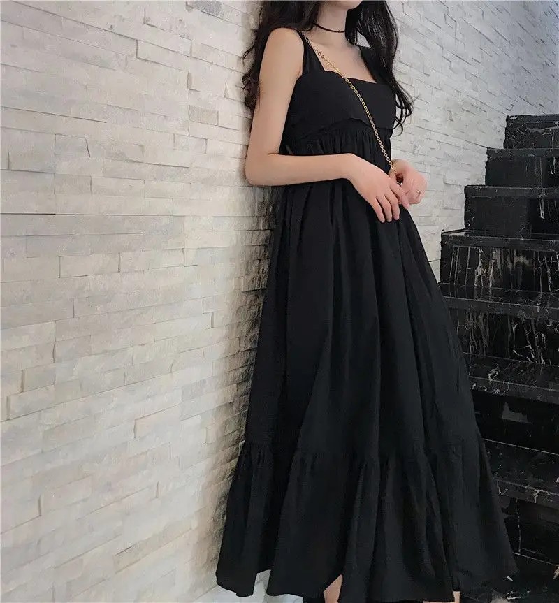 Women's Lazy Style Bow Patchwork Loose Y2K Long Dress Sleeveless Backless Solid Fashion Midi Dress Sexy High Street Clothing