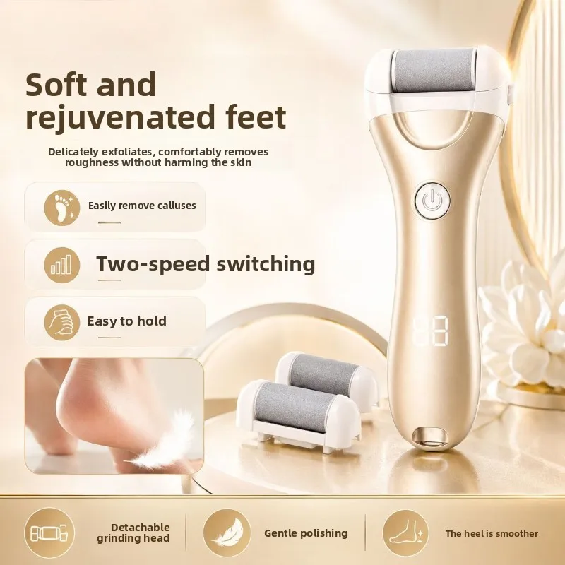 Electric Foot Callus Remover with 10,000 RPM Motor, 2 Speeds, 3 Washable Grinding Heads, Pressure Sensor and Long Battery Life