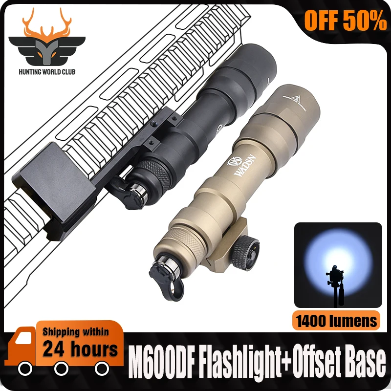 WADSN M600 M600DF Flashlight 1400lumens White LED Scout Light With Offset Base For 20mm Rail Hunting Weapon Airsoft Accessories