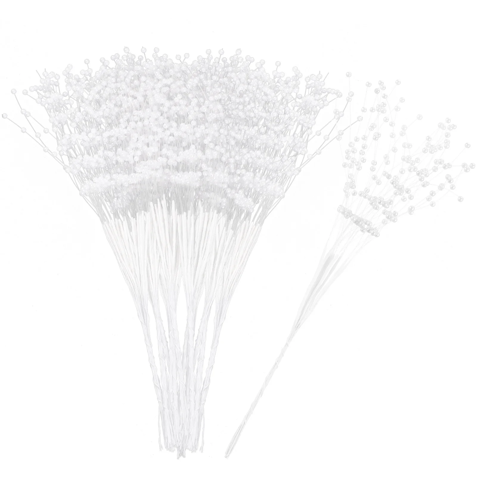 

100pcs White 4Mm Abs Pearl Stick 22Cm String Of Pearls For Wedding Bouquet Bridal Supplies Decoration Floral Picks Party