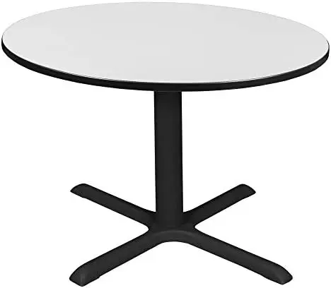 Cain Round Breakroom Table, 48"" X 48"", White Top, Black Base