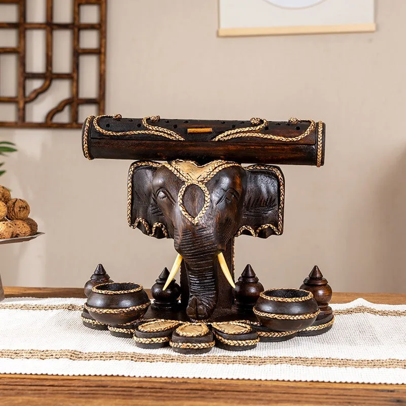 Thai Elephant Candlestick Incense Burner South East Asia Style Home Restaurant Ethnic Style Restaurant SPA Club Decoration