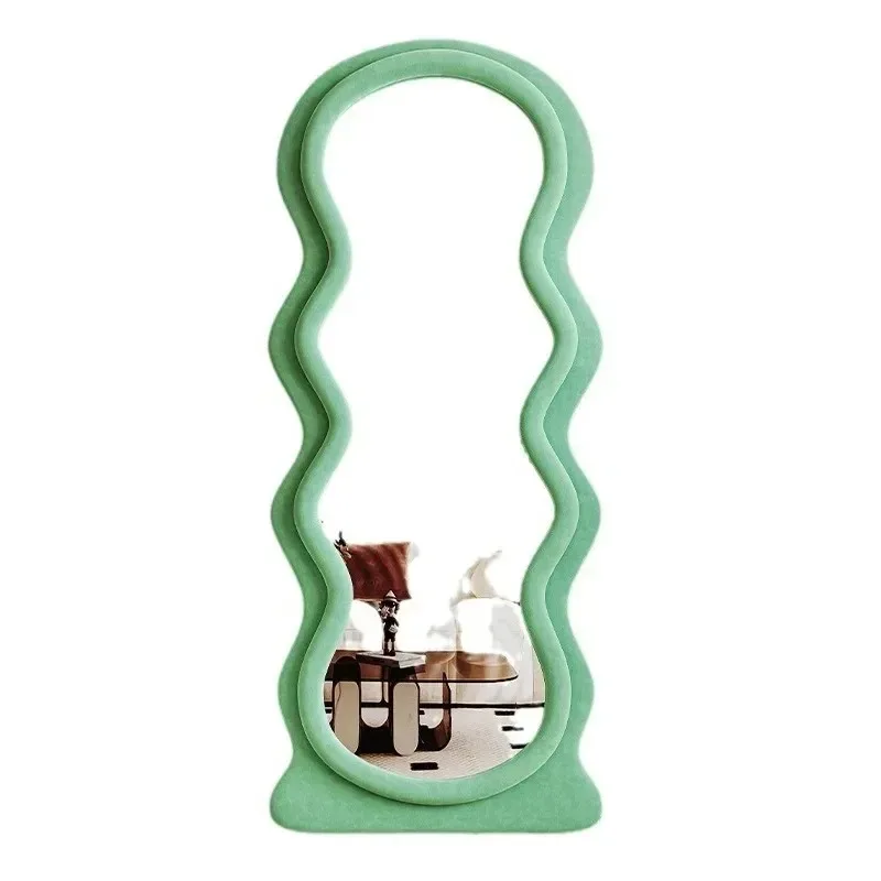【2026】Internet Celebrities Ins Cream Wind Double-layer Wave Mirror Full-length Mirror Floor-to-ceiling Home Dressing Mir