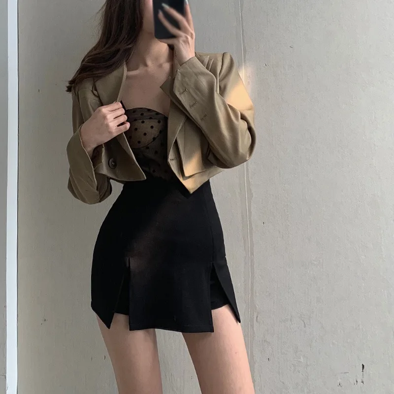 Women Sexy Split Shorts Skirt Women's Office Ladies Suit Skirt Summer New Black Mini A-line Pants Skirt High Waist Shorts