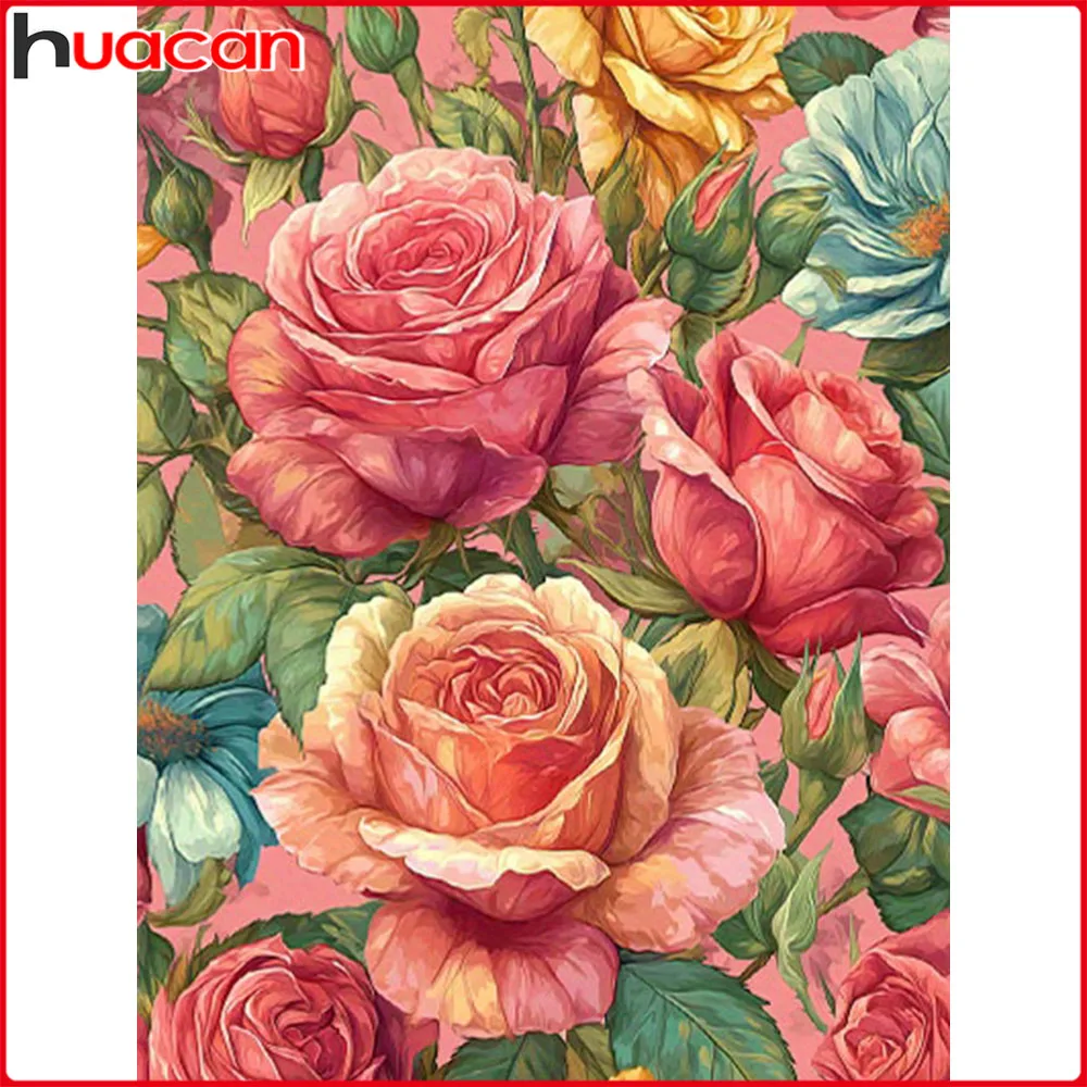 Huacan Vollquadrat Rundbohrer DIY Diamant Malerei Rose Diamant Stickerei Blume Komplettset Dekorative Gemälde