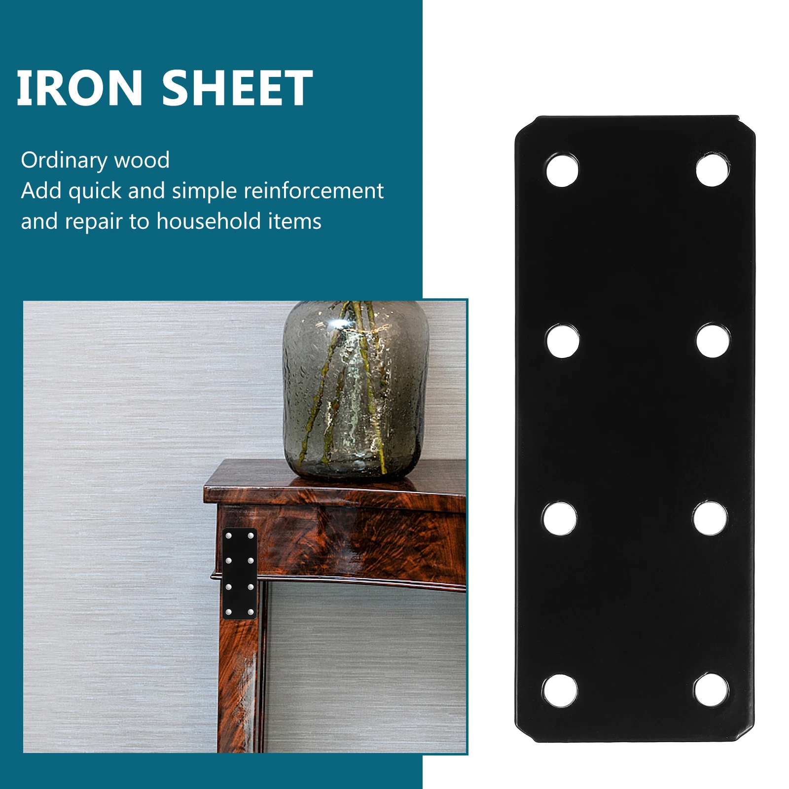 

8pcs Iron Corner Codes Black Heavy Furniture Brackets Straight Mending Plates Fixing Reinforced Wood Tables Chairs Shelves