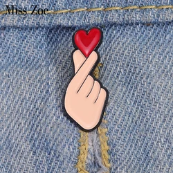 Hand Heart Gesture  Enamel Pins Custom Sign Language Brooches Lapel Badges Jewelry Gift for Lover