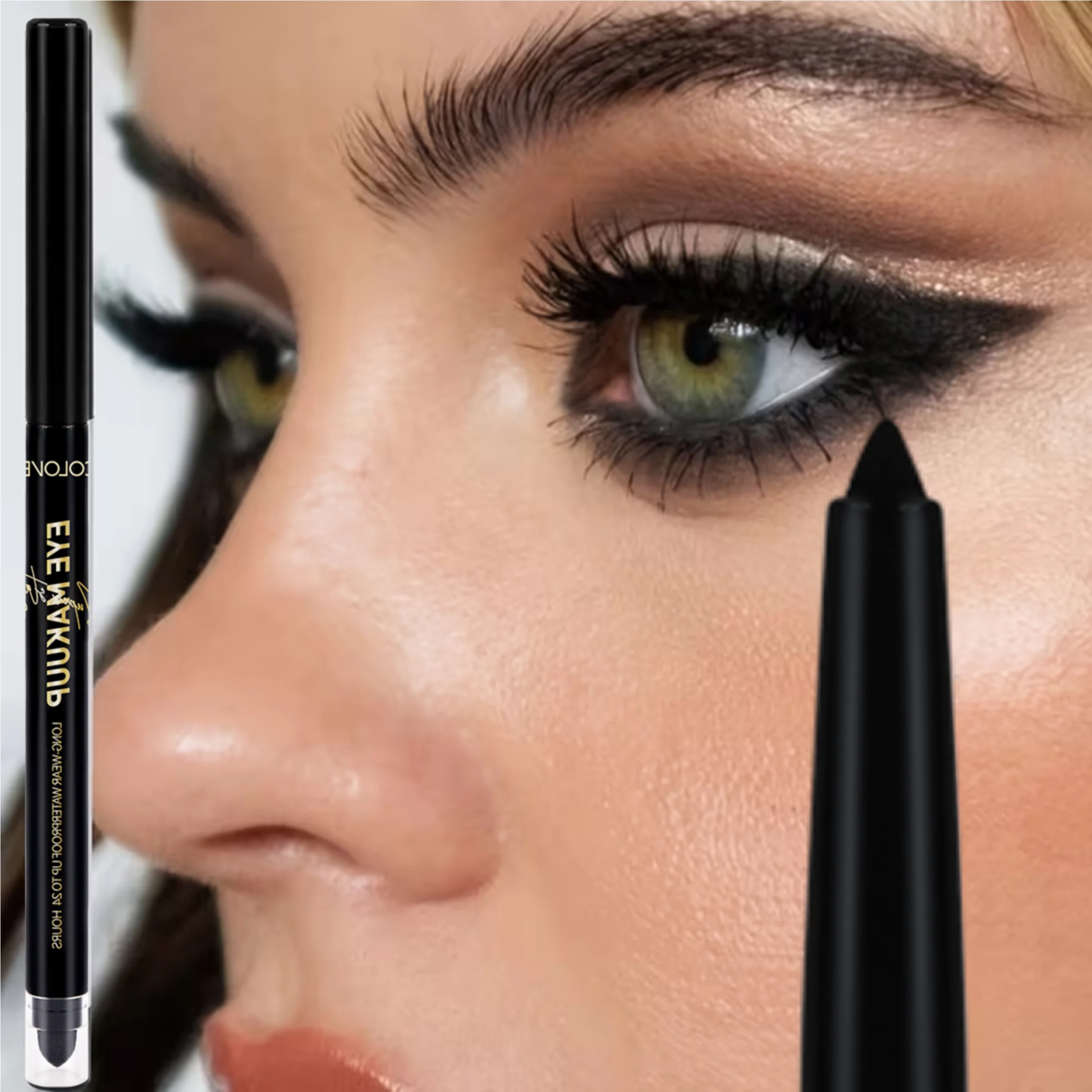 1 Stück Mattierter Eyeliner-Gel-Stift - Doppelseitig, Langanhaltend Wasserfest & Verschmierfrei, Präzise Spitze für Einfache Kontrolle