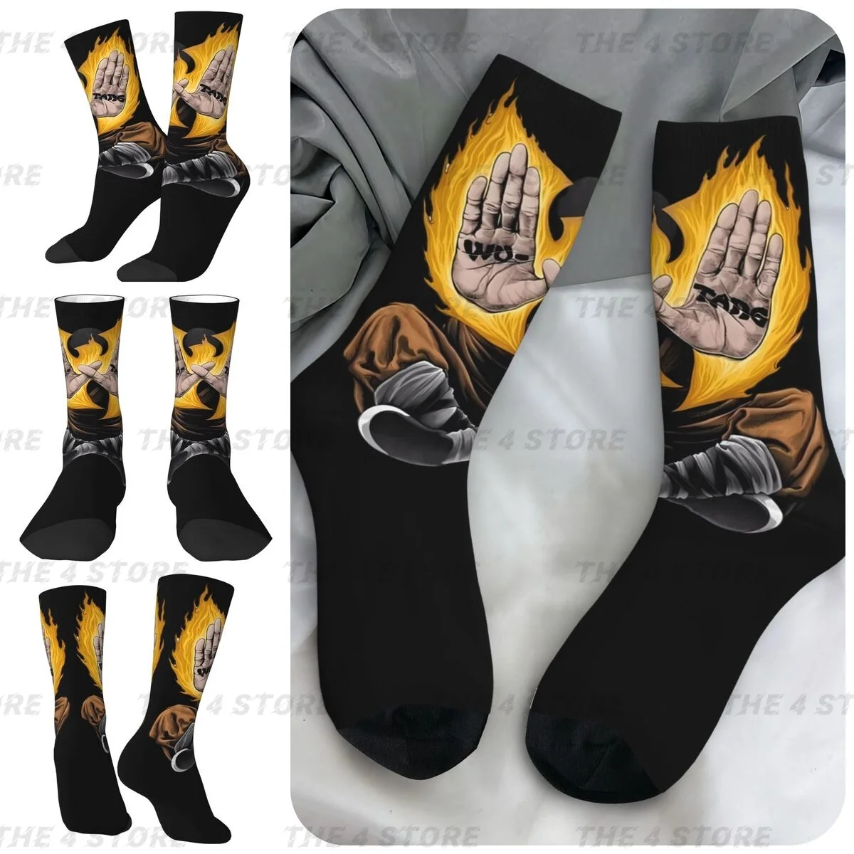 

Wu dang Clan Tangs High elasticity polyester fiber cosy Unisex Running Happy 3D color printing Socks