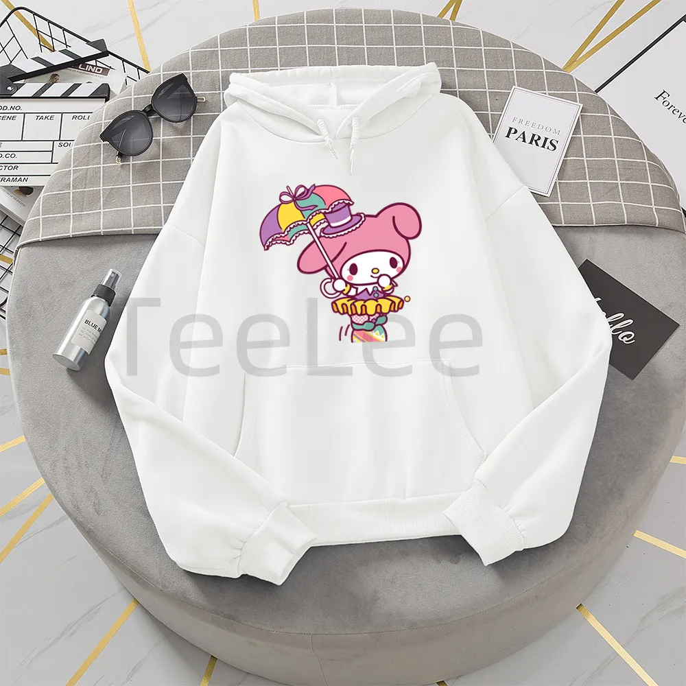 Pink Hoodie Women Streetwear My Melody Pullover Sweatshirt Anime Unisex Kawaii Clothes Spring Harajuku White Women Hoodies