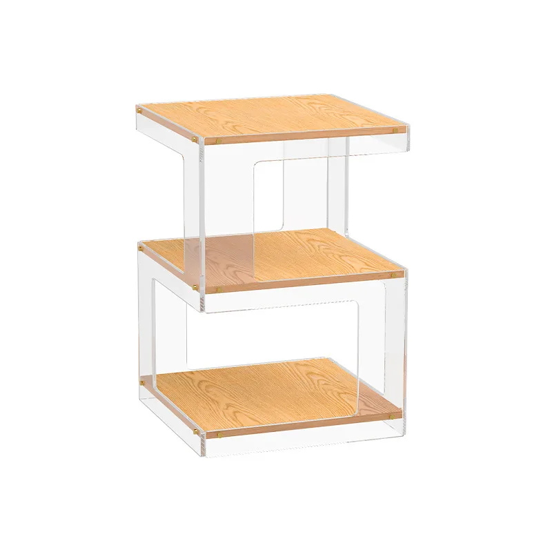 Acrylic bedroom, living room, floor-to-ceiling coffee table, multi-layer, multi-purpose dust-proof storage rack