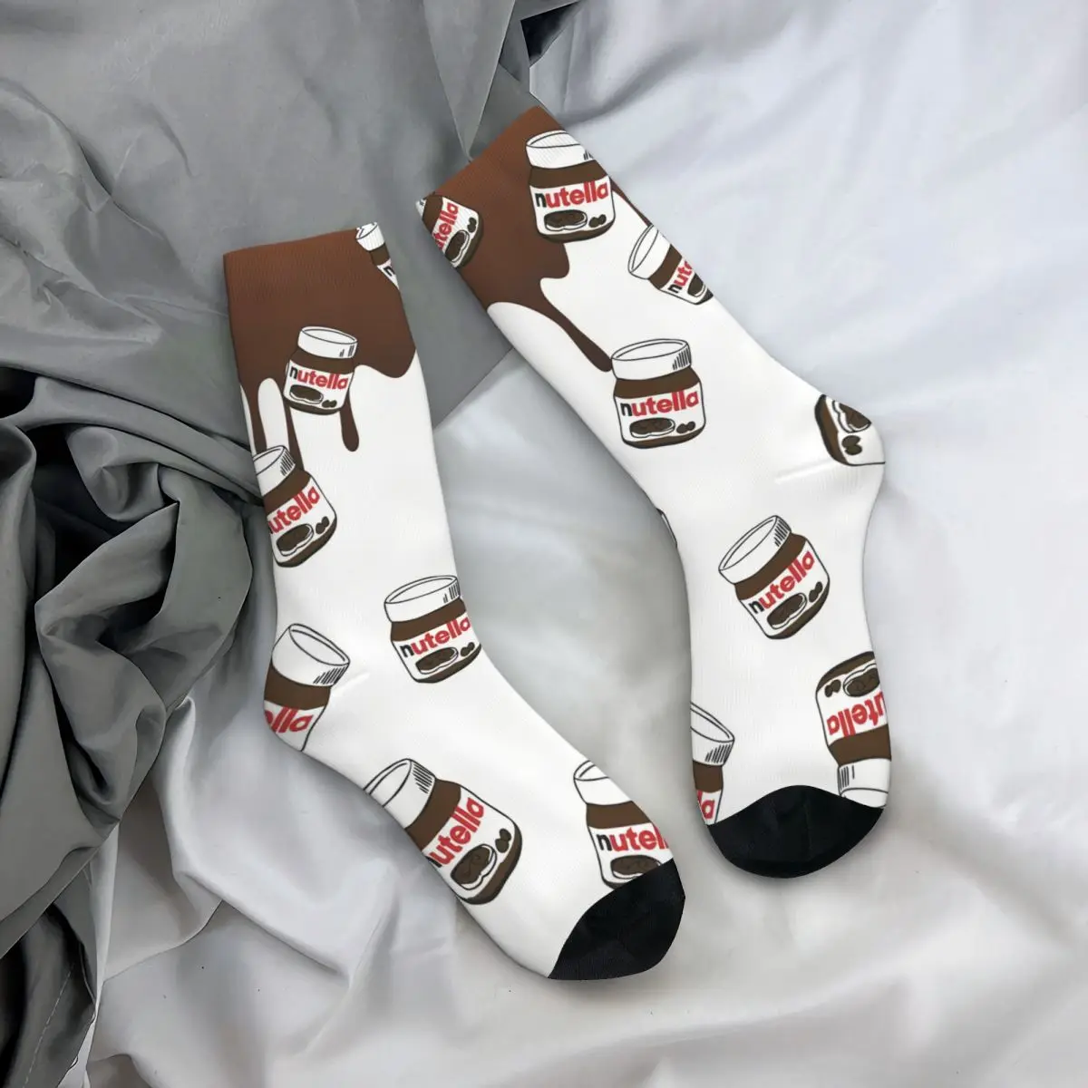 Chocolate Foods Cartoon Nutella Socks Male Mens Women Spring Stockings Polyester