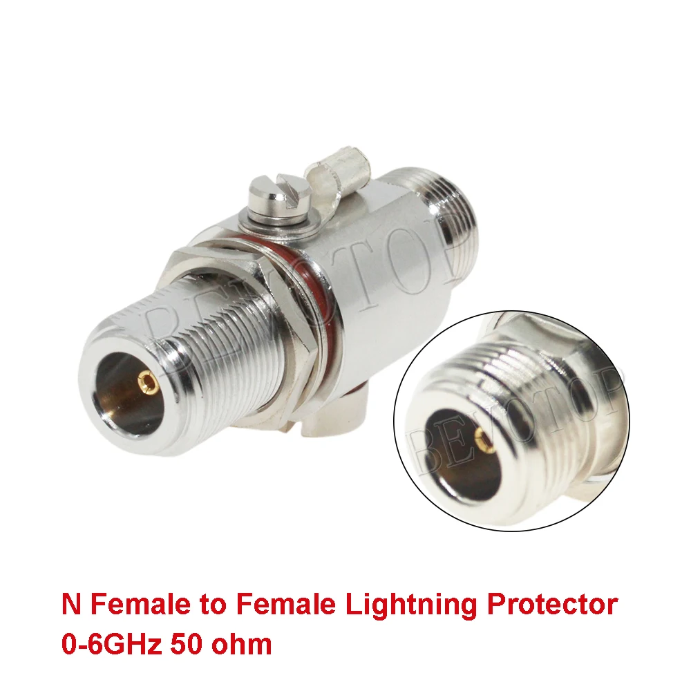 1PCS 6GHz N Female to Female RF Coaxial Surge Protector 50ohm Gas Discharge Lightning Arrestor for HAM CB Radio WLAN WiFi