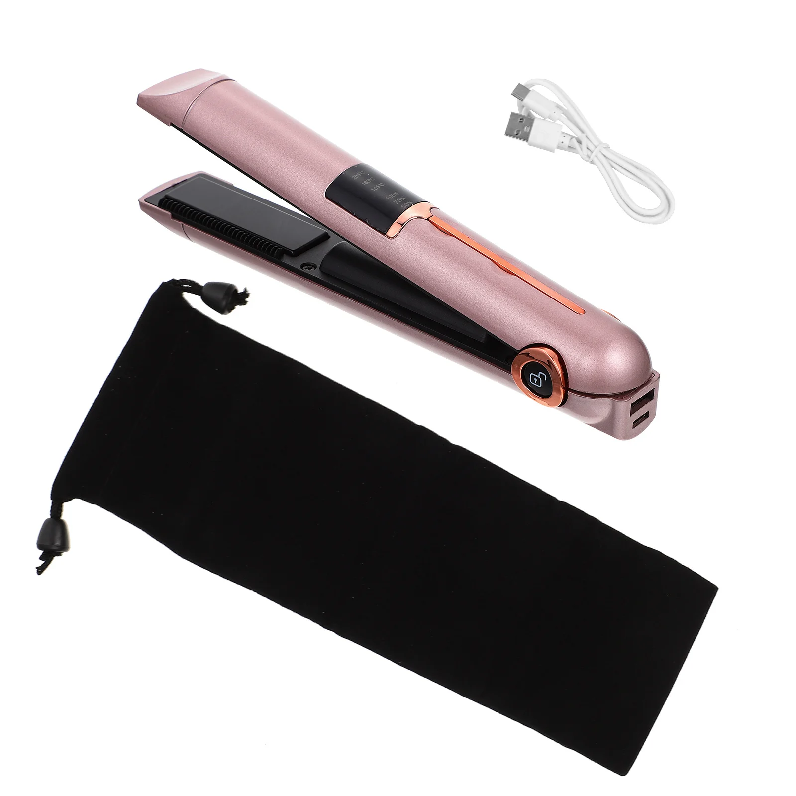 

Hair Straightener Curler 2-in-1 Plastic Adjustable Temperature Portable Styling Tool for Women Men Travel Outdoor Use