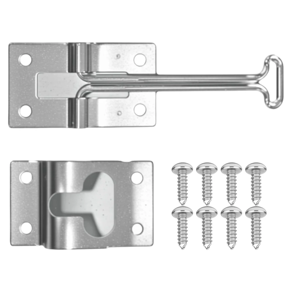 

Suitable For Truck Rear Doors Utility Carriages Refrigerated Vehicles 1PC T Style Door Catch Latch Lock Set Carbon Steel Silver