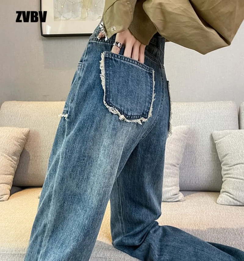 2023 Spring/Summer Korean Version New Straight Leg Wide Leg Jeans Women's High Waist Slim Loose Relaxed Pants