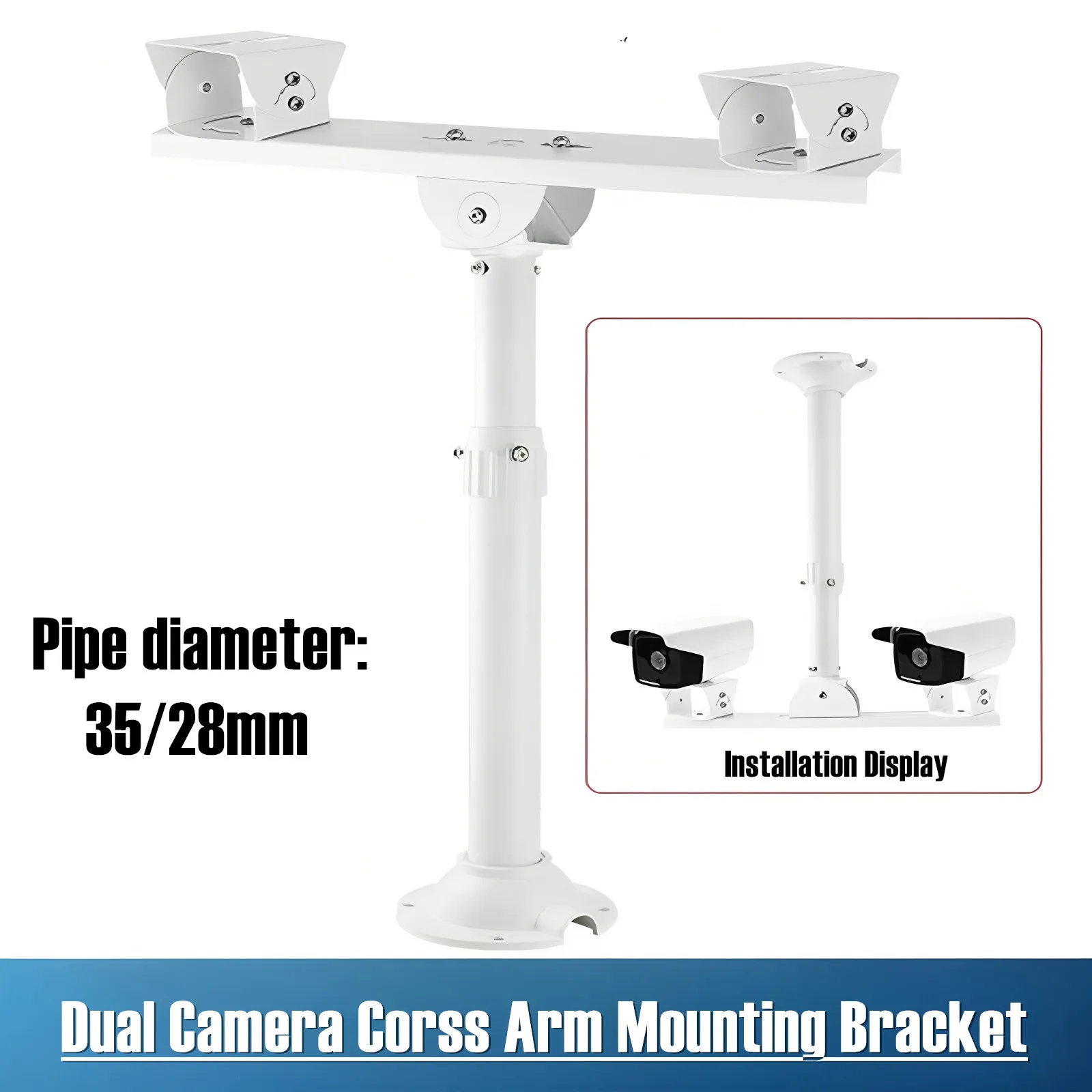 Aluminum Alloy Telescopic Extension Twin Cameras Support Security Camera Ceiling Mount Bracket for Double Surveillance Camera
