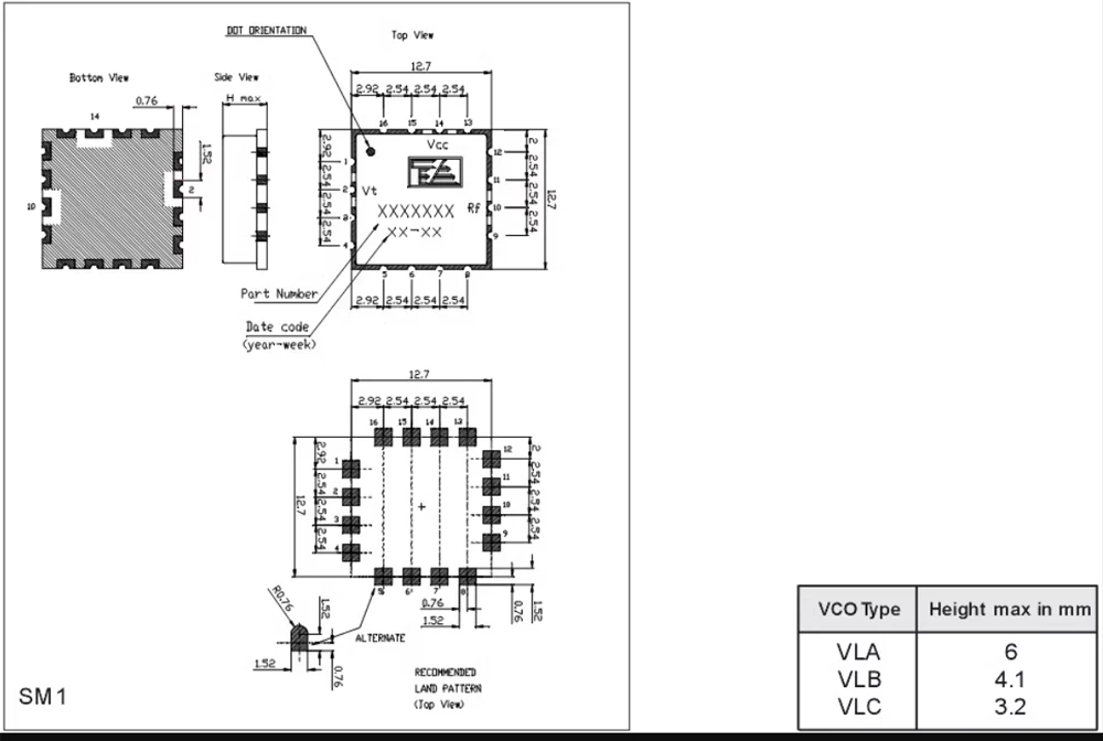 1pcs VLB1089RF SMD High Frequency 1077MHZ - 1102MHZ Voltage Controlled Oscillator VCO Crystal NEW