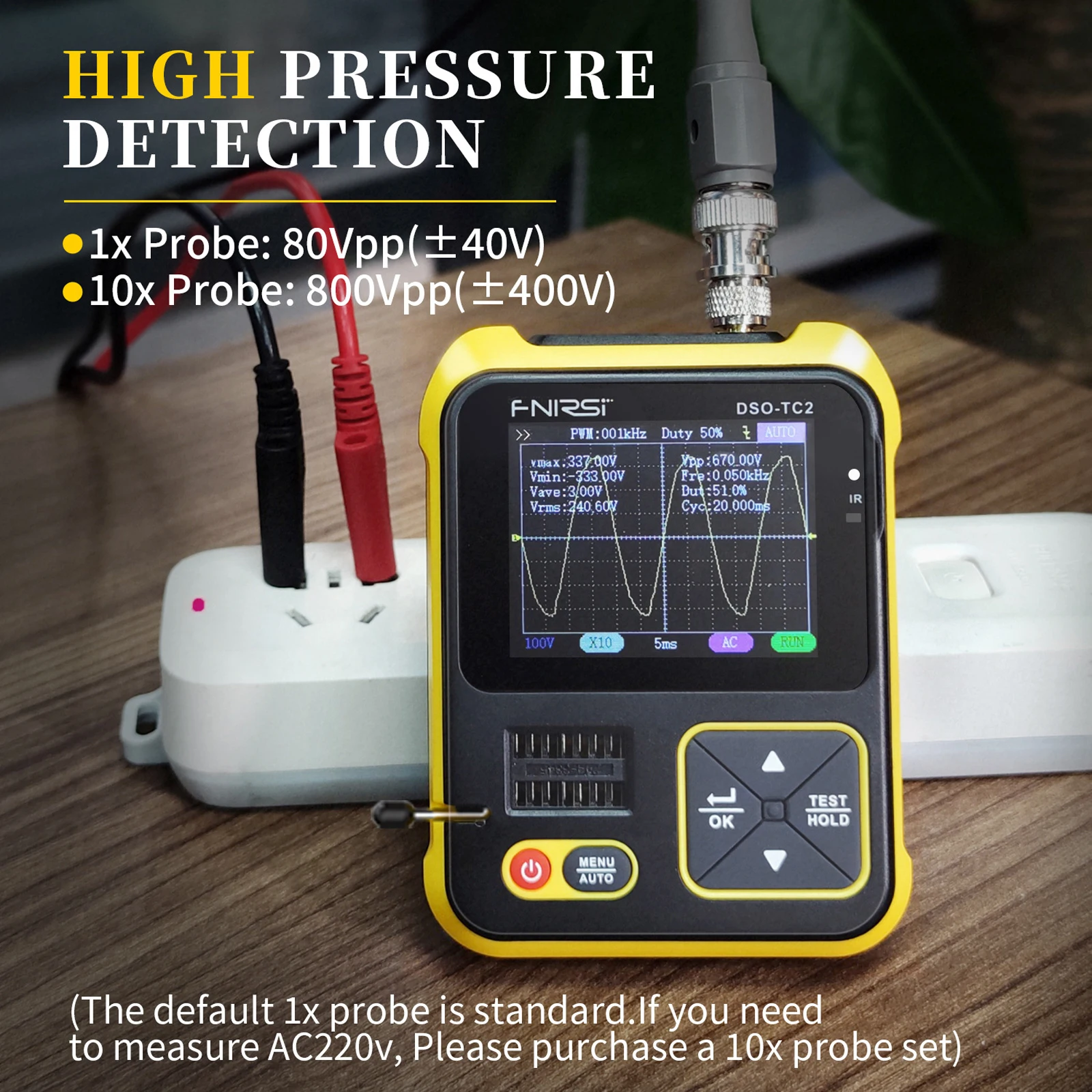 FNIRSI DSO-TC2 2 in 1 Tester di componenti elettronici multifunzione oscilloscopio digitale Tester a Transistor funzione generatore di segnale