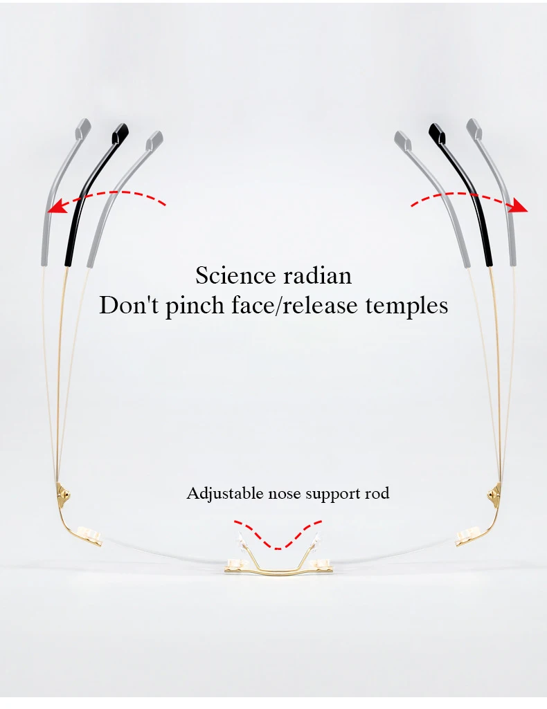 New 2022 Rimless Glasses Frame with Recipe Customized Lenses Shapes Flexible Temple Legs Prescription Eyeglasses for Men Women