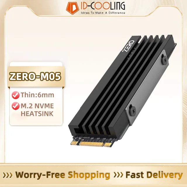 ID-COOLING M05 M.2 2280 SSD Radiator M.2 NVME Radiator ze stopu aluminium Wydajny radiator z termiczną podkładką silikonową do komputera PC