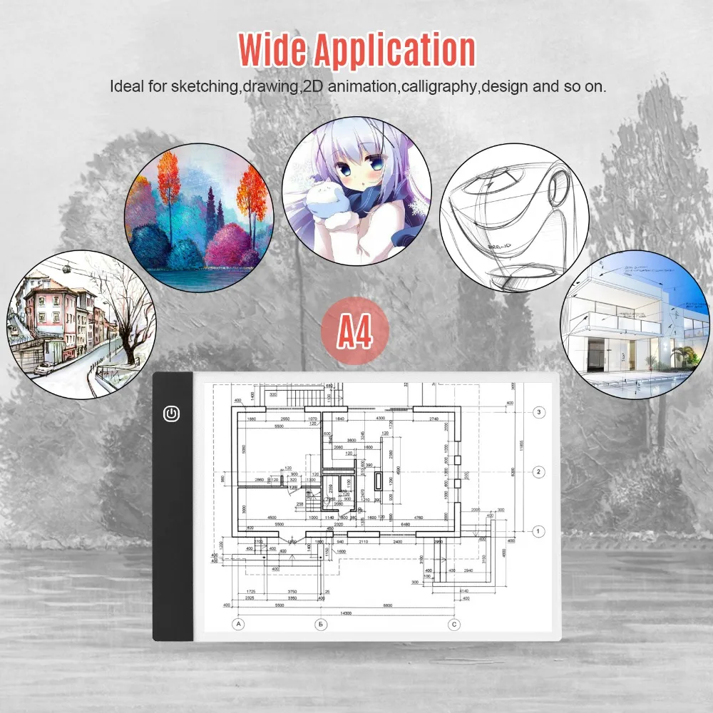 Stylish PP LED Light Pad Ultra Thin Adjustable 3 Levels Brightness Drawing Board USB Powered Tracing Table For Architecture