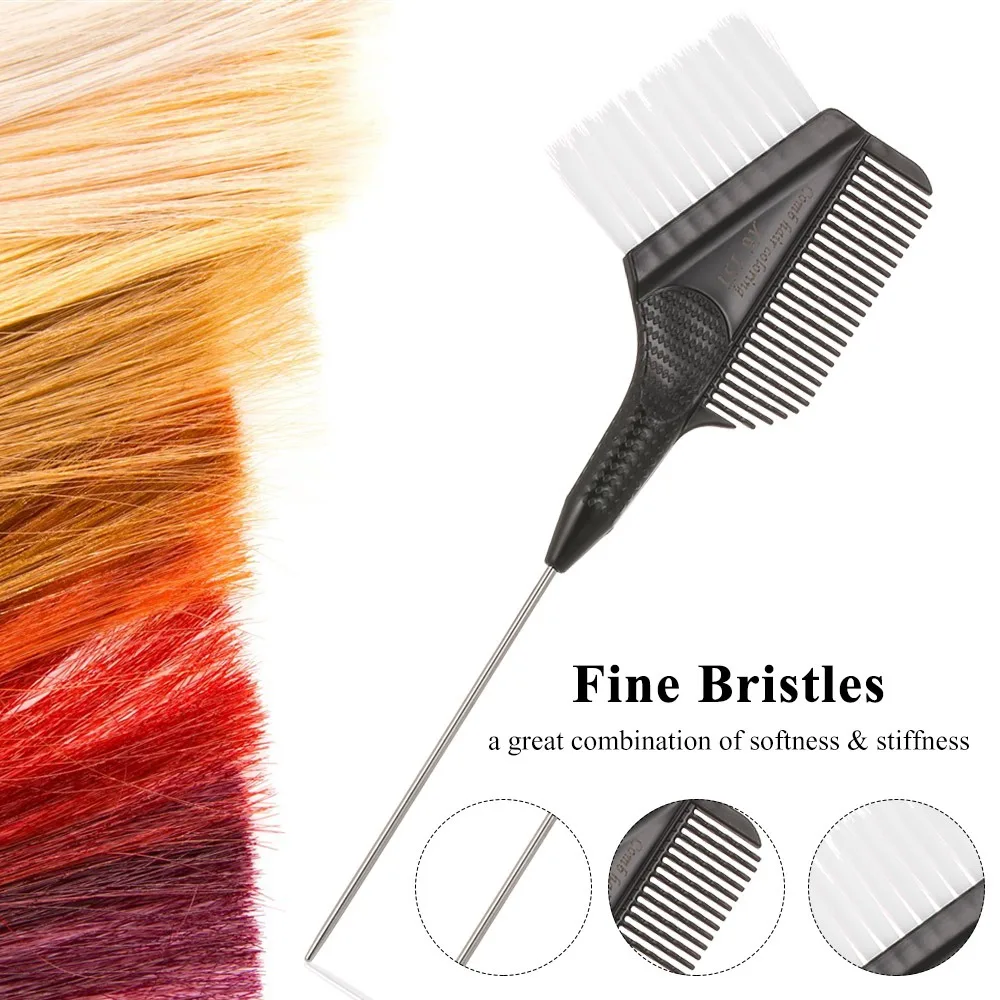 2PCS Professional Dual-Sided Design Hair Coloring Brushs Even Color Application Hair Tint Brush Rat Tail Comb Salon Use