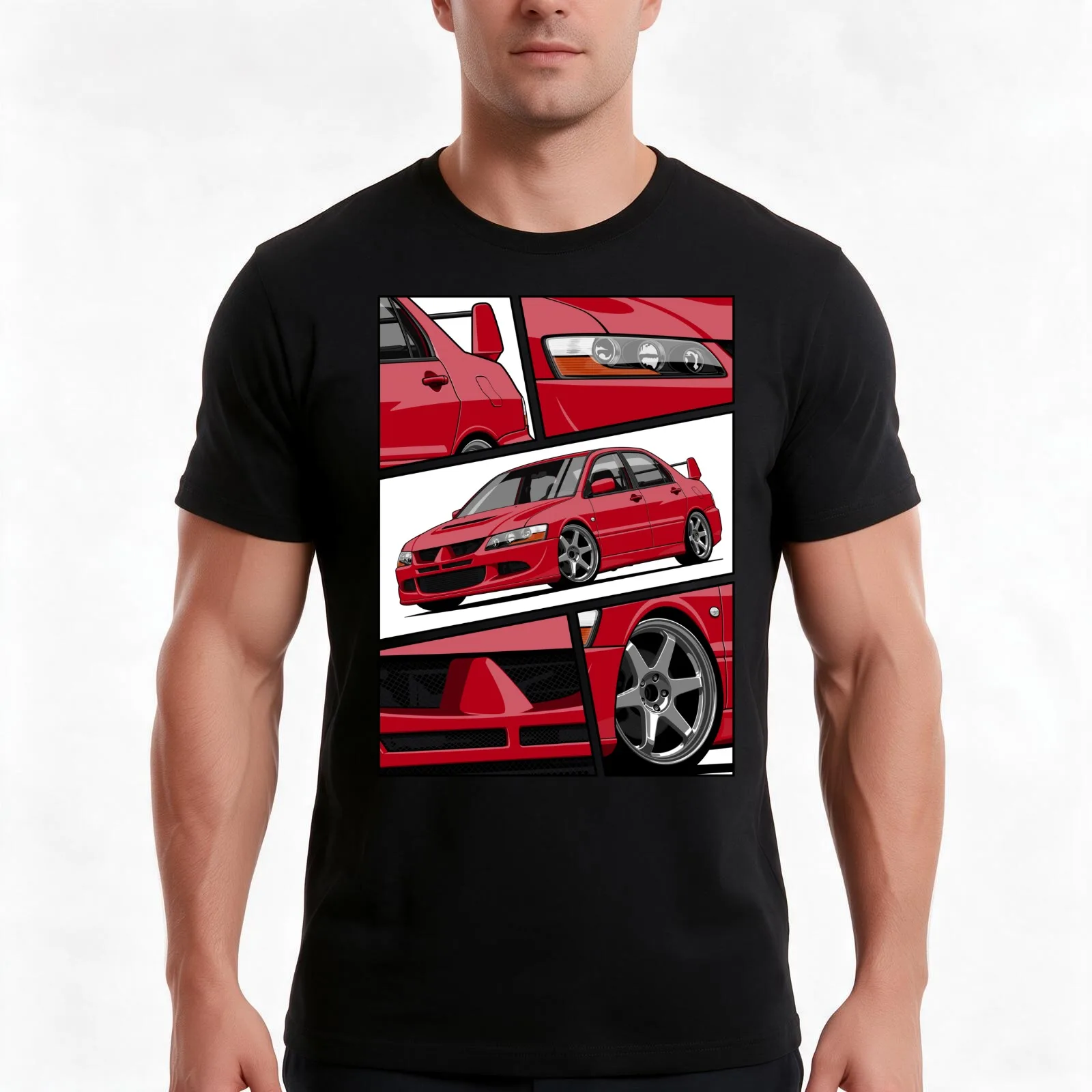 Lancer Evolution VIII (red) T-Shirt, Summer Casual Cotton Tee, Oversized Streetwear Tops, Vintage Graphic Print, 100% Cotton