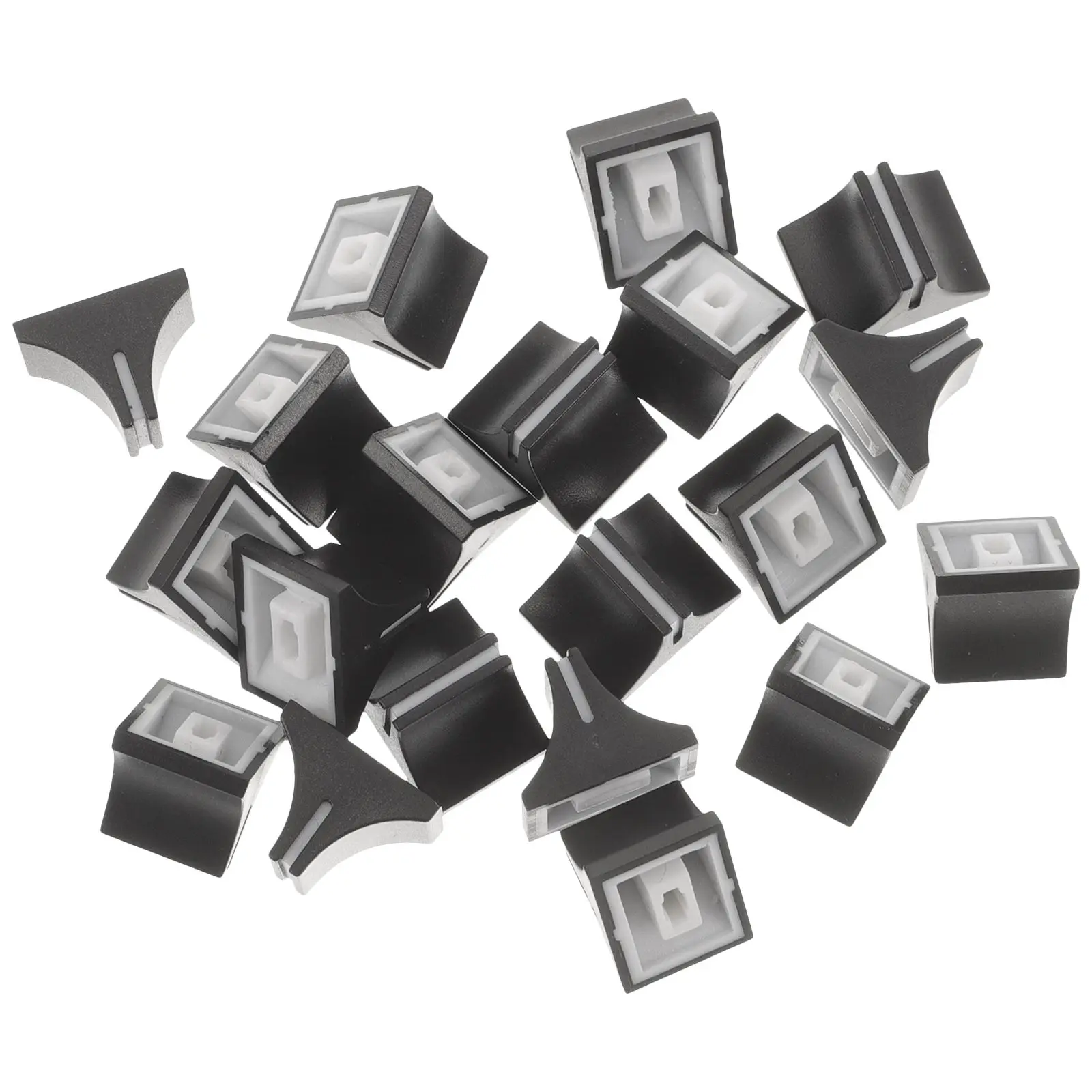 

20pcs Push Keycap Buttons Black Plastic Mixer Slider Knobs Console Panel DJ Equipment Accessories Potentiometer Caps