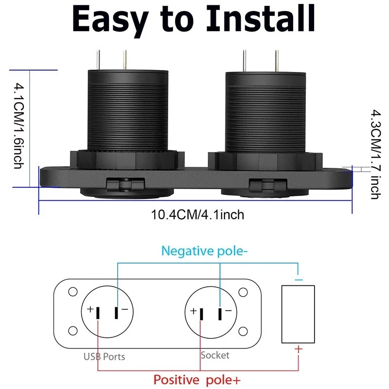 QC 3.0 Car Charger Socket with Touch Switch Cigarette Lighter Outlet Splitter Dual USB Charger Waterproof Power Socket Adapter