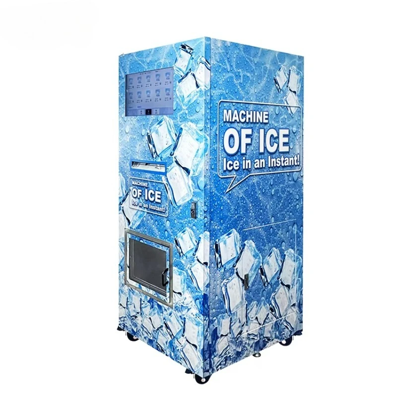 Customize Ice Vending Machine Outdoor 120kg Big Capacity Cube Ice Maker 24H Unattended Sales Touchcreen Automatic Packaging