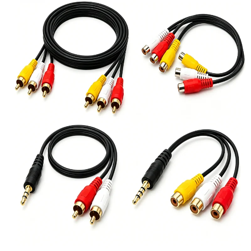 RCA AV Audio Video Cable Adapter 3RCA Male Female and 3.5mm to RCA Converter Cable Series
