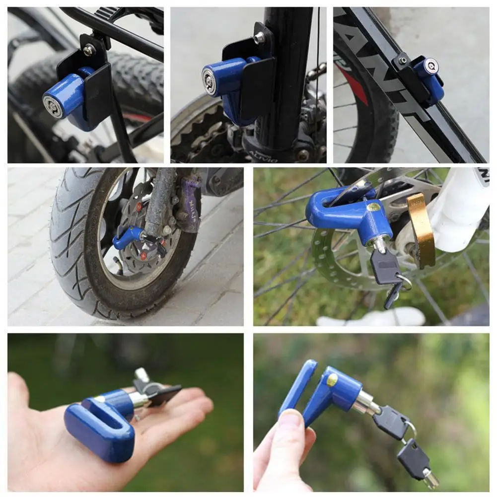 Useful Scooter Lock  Anti-rust Precision Plating Wheel Lock  Brake Disc Lock Reminder Rope