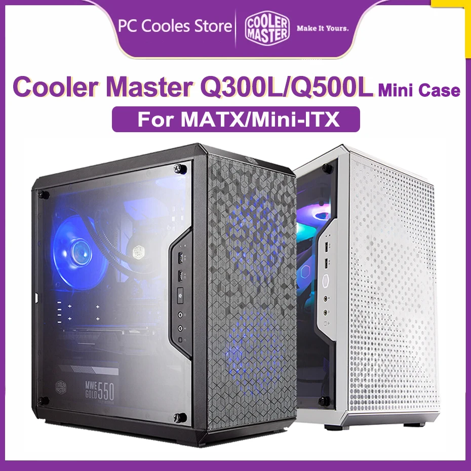 

Cooler Master Q300L Q500L Mini ITX Case Side Transparent Desktop Computer Chassis For 360mm Graphics Card