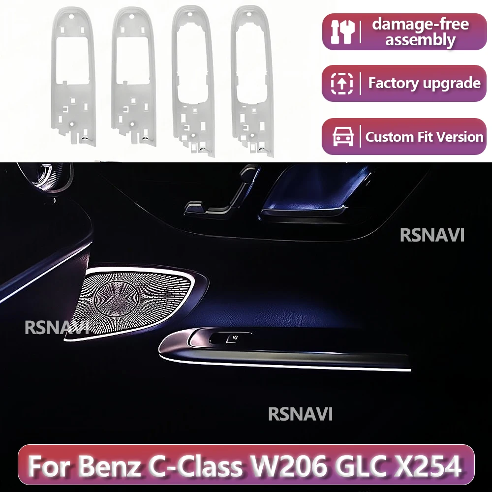 RSNAVI Factory settings For Benz C Class W206 GLC Class X254 2022+ 64 Color LED 4 Door Armrest Light Ambient Light Precise Fit