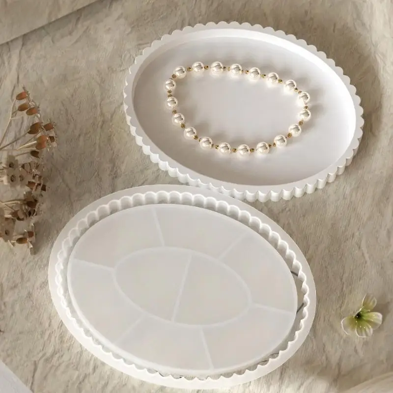 

Creative Silicone Dish Mold Stylish Oval Striped Resin Mold For Artistic DIY Projects And Trinkets Storage