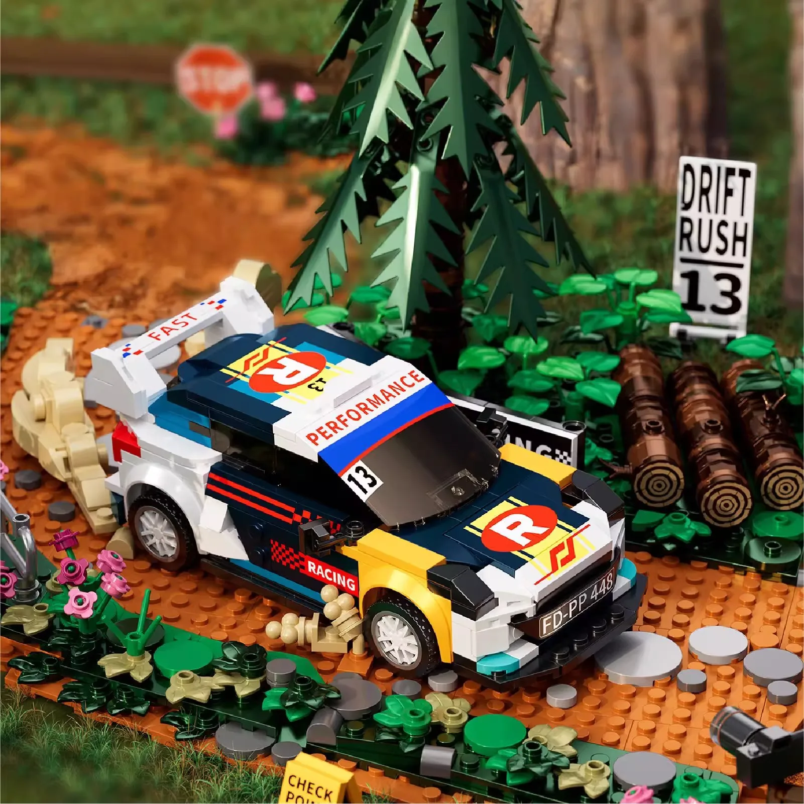 3 IN 1 Technical Racing Champion Sports Car Building Blocks City Rally Racing Runway Scene Assembly Brick Toy for Kid Adult Gift