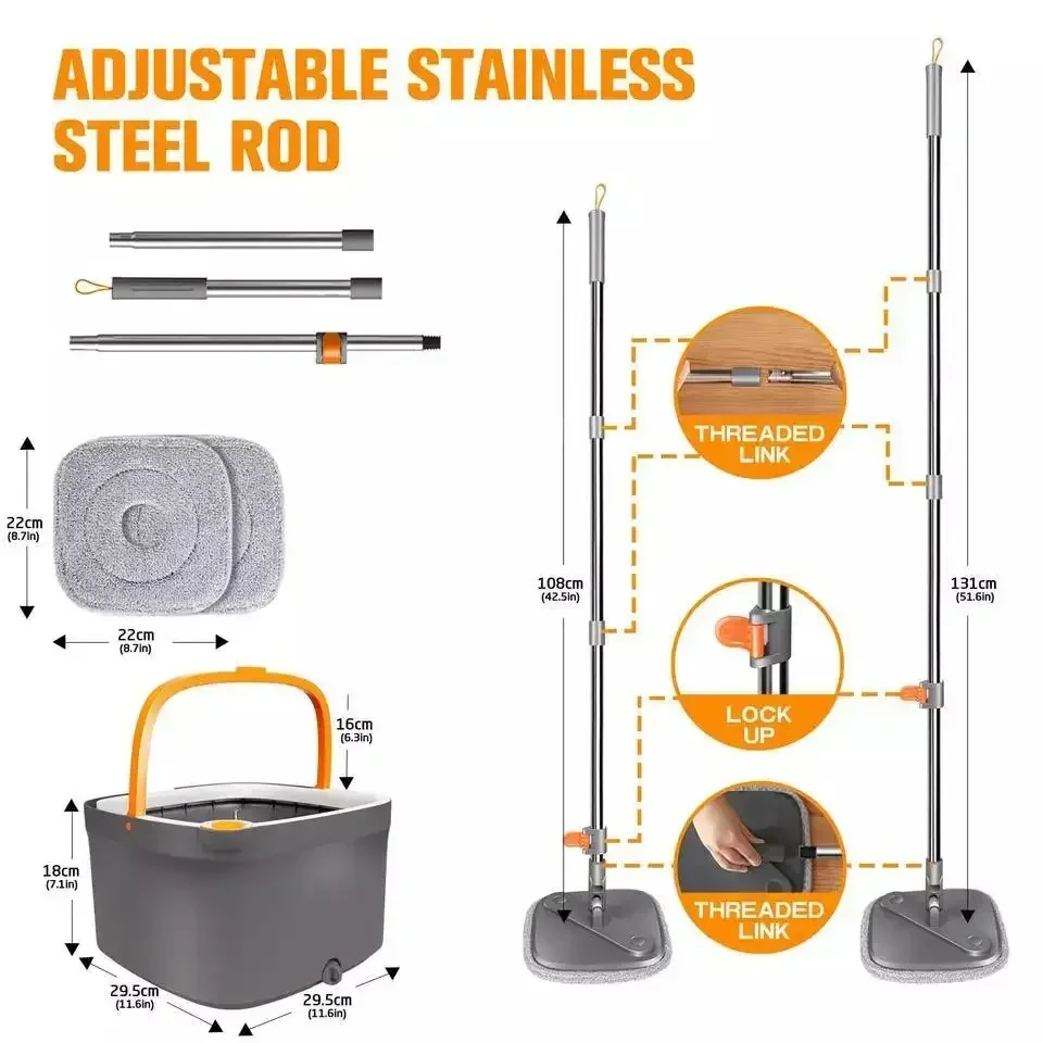 Clean Sewage Separation Barrel Mop Set Clean Sewage Separation Rotary Mop Bucket Flat Mop