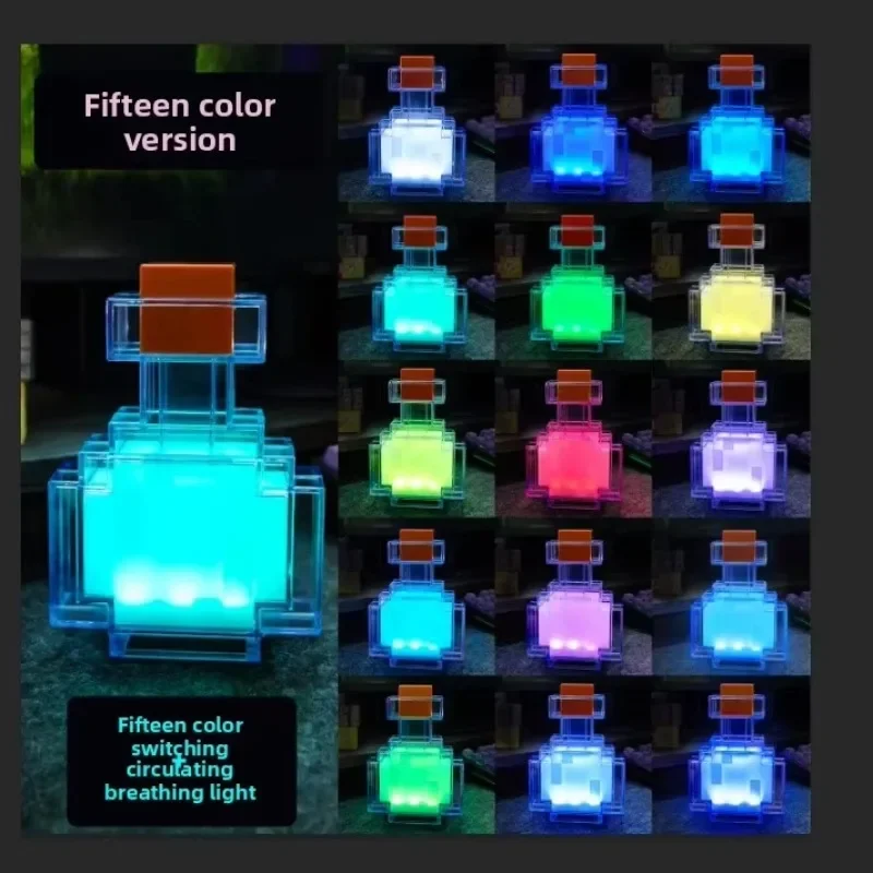 MC لعبة LED الزاحف ليلة مصباح كتلة الإبداعية زر ضوء لعبة لعبة LED المنزل غرفة نوم سطح المكتب الديكور أباجورة الحلي #6